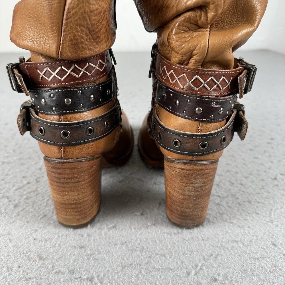 Freebird By Steven Blaine Slouch Ankle Boots Buckle Heel Brown Women's 7 - Picture 10 of 16